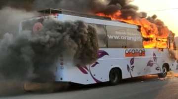 Bus, Hyderabad, fire, 
