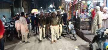 Delhi Police shared this image of its cops patrolling in north Delhi district