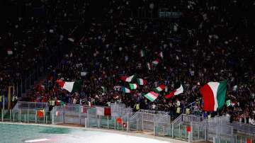 Italian fans during the UEFA Euro 2020 qualifier between Italy and Greece at Stadio Olimpico on October 12, 2019 in Rome, Italy