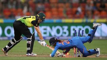 Taniya Bhatia of India stumps Annabel Sutherland of Australia during the ICC Women's T20 Cricket World Cup match between Australia and India at Sydney Showground Stadium on February 21, 2020 in Sydney