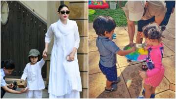 Kareena Kapoor's son Taimur looks super cute in white kurta, plays Holi with sister Inaaya (Pics, vi