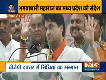 Jyotiraditya at his oratory best in Bhopal, takes on Congress in first speech after joining BJP
