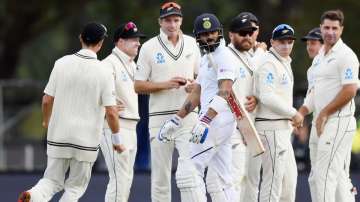 Virat Kohli reacts after being dismissed in Christchurch