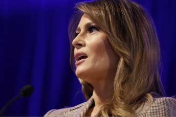 In this March 10, 2020, file photo first lady Melania Trump speaks at the at the National PTA Legisl