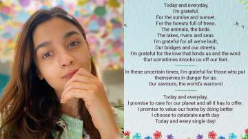 Alia Bhatt pens poem to celebrate Earth Day 2020. Watch video
