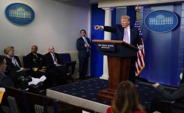 President Donald Trump speaks during a coronavirus task force briefing at the White House, Friday, A