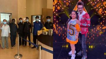 Comedian Bharti Singh, husband Haarsh celebrate Ashtami pooja by distributing food to security guard