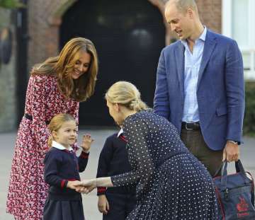 Britain's Princess Charlotte as she arrives for her first day of school at Thomas's Battersea in Lon