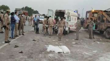 The site of the accident in Auraiya, Uttar Pradesh