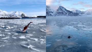 Video of Norwegian diver jumping into ice water goes viral, Netizens ask the temperature