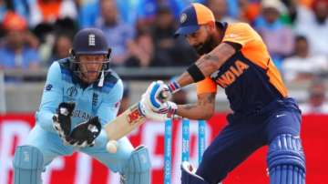 Virat Kohli in action during W]orld Cup 2019 game against England