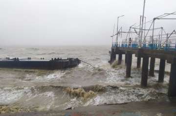 South 24 Parganas: The Kachuberia jetty collapses at Bakkhali due to the impact of Cyclone Amphan, near Sunderbans area in South 24 Parganas district of West Bengal, Wednesday, May 20, 2020.