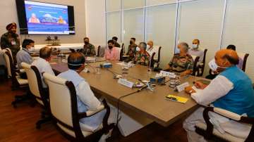 Union Defence Minister Rajnath Singh inaugurating the new road to Kailash Mansarovar through video conferencing on Friday