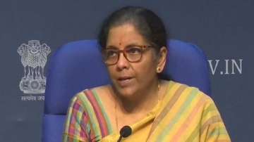 Union Finance Minister Nirmala Sitharaman addressing a press conference on Saturday