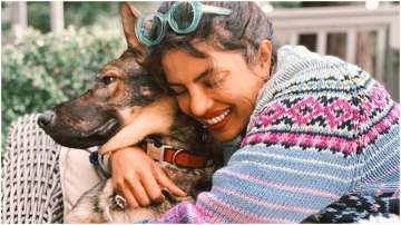 Priyanka Chopra is all smiles as she cuddles her pet dog Gino, see adorable pic