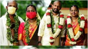 It's quarantine wedding for Malayalam actor Gokulan and girlfriend Dhanya as they pose with masks, s