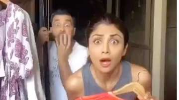 Shilpa Shetty's funny video of hubby Raj Kundra, domestic help and kissing