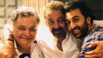 Sanjay Dutt shares throwback photo with Rishi Kapoor, son Ranbir, says, 'Can't believe he is gone'