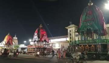 Chariots ready for this year's Lord Jagannath Rath Yatra. Supreme Court to hear today pleas seeking recall of stay order on Lord Jagannath Rath Yatra
