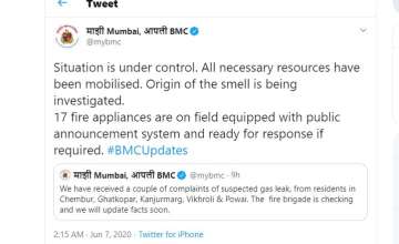Mumbai: Several residents complained of a pungent smell, possibly from a gas leak last night. The BMC has said the situation was under control and assured people not to panic. 