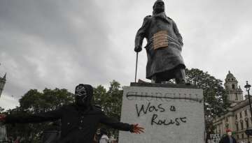 Winston Churchill's statue vandalised amid Black Lives Matter protests in London