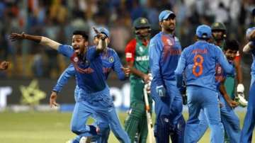 Hardik celebrates after India's win in World T20 2016