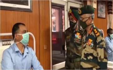 Army Chief General MM Narvane meets injured soldiers at military hospital in Leh