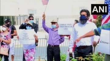 Indian-Americans hold protest in front of China's embassy in Washington