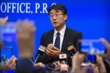 Gao Fu, the head of the Chinese Center for Disease Control and Prevention (China CDC), speaks to journalists after a press conference at the State Council Information Office in Beijing on Jan. 26, 2020. Gao has revealed Tuesday, July 28, 2020 he has been injected with an experimental coronavirus vaccine in what he said is an attempt to persuade the public to follow suit when one is approved. (AP Photo/Mark Schiefelbein)
 