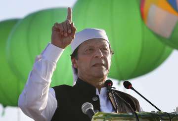 In this Nov. 9, 2019 file photo, Pakistan Prime Minister Imran Khan addresses during the inauguratio