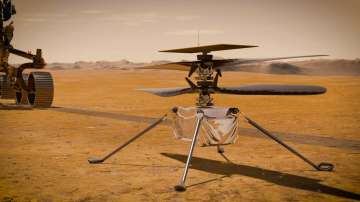 This illustration made available by NASA depicts the Ingenuity Mars Helicopter on the red planet's s