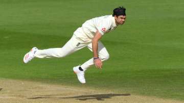 James Anderson of England bowls during Day Three of the 1st #RaiseTheBat Test Series between England and The West Indies at The Ageas Bowl on July 10.