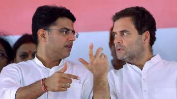 Jaipur: In this file photo dated Aug. 11, 2018, rebel Congress leader Sachin Pilot with then Congress President Rahul Gandhi during a party meeting at Ramlila Maidan in Jaipur. Pilot was on Tuesday, July 14, 2020 removed from posts of Rajasthan deputy chief minister and state unit president. (PTI Photo)