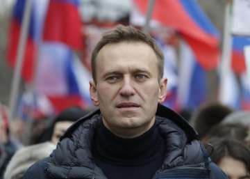 FILE - In this Sunday, Feb. 24, 2019 file photo, Russian opposition activist Alexei Navalny takes pa