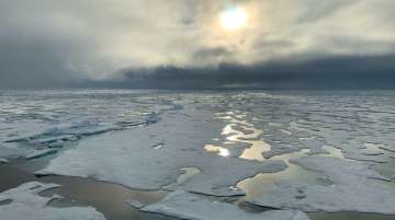 In this handout photo provided by Markus Rex, head of the MOSAiC expedition, a view of the North Pole from RV Polarstern, Wednesday, Aug. 19, 2020. A German icebreaker carrying scientists on a year-long international expedition in the high Arctic has reached the North Pole, after making an unplanned detour because of lighter-than-usual sea ice conditions. Expedition leader Markus Rex said Wednesday the RV Polarstern was able to reach the geographic North Pole because of large openings in sea ice that would normally make shipping in the region above Greenland too difficult.
?