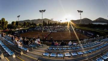 A view of the central court during Palermo Ladies Open tennis tournament in Palermo, Italy, Thursday, Aug. 6