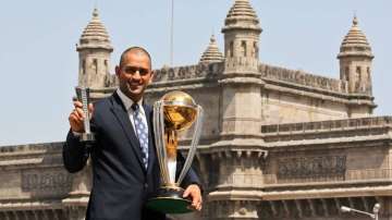 MS Dhoni with the ICC World Cup trophy in 2011