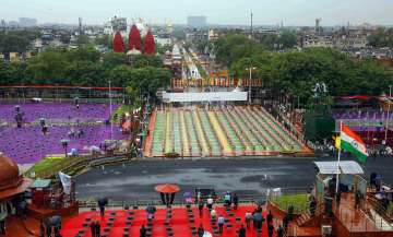 New Delhi: Seating arrangements at the historic Red Fort during the full dress rehearsals for the 74th Independence Day celebrations, amid the ongoing COVID-19 pandemic, in New Delhi, Thursday, Aug 13, 2020. 