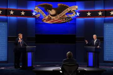  President Donald Trump, left, and Democratic presidential candidate former Vice President Joe Biden