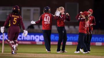 England women restricted West Indies women to 104/8, defending the score of 151 in the second T20I.