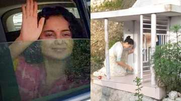 Kangana Ranaut tests COVID19 negative, leaves for Mumbai after offering prayers at a temple in Kothi