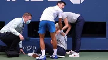 After losing the 11th game in the first set of his round-of-16 tie against No. 20 seed Pablo Carreno Busta, Djokovic inadvertently smashed the extra ball in anger at the lineswoman in her throat
