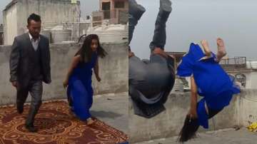 Girl performs backflip in saree and leaves netizens amazed. Video goes viral