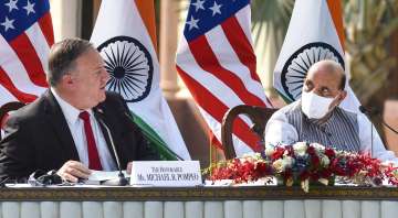 mike pompeo, rajnath singh, india us 2+2 dialogue