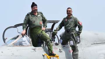 Air Chief Marshal BS Dhanoa (retired) with Wing Commander Abhinandan Varthaman.