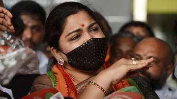 BJP leader Khushbu Sundar detained during protest against VCK's Thol Thirumavalavan