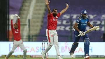 Mohammed Shami appeals unsuccessfully during KXIP vs MI tie