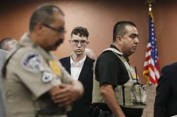 FILE - In the is Oct. 10, 2019 file photo, El Paso Walmart shooting suspect Patrick Crusius pleads not guilty during his arraignment in El Paso, Texas. Hate crimes across the U.S. rose to the highest level in more than a decade as federal officials also recorded the highest number of hate-motivated killings since the FBI began collecting hate crime data in the early 1990s. An FBI report released Monday showed there were 51 hate crime murders in 2019. That includes 22 people who were killed in a shooting that targeted Mexicans at a Walmart in the border city of El Paso, Texas in August 2019.