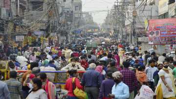 A view of crowd at Sadar Bazar due to Diwali shopping, amid Covid-19 pandemic in New Delhi,
