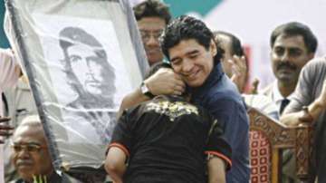 File photo of Diego Maradona during his maiden Kolkata visit